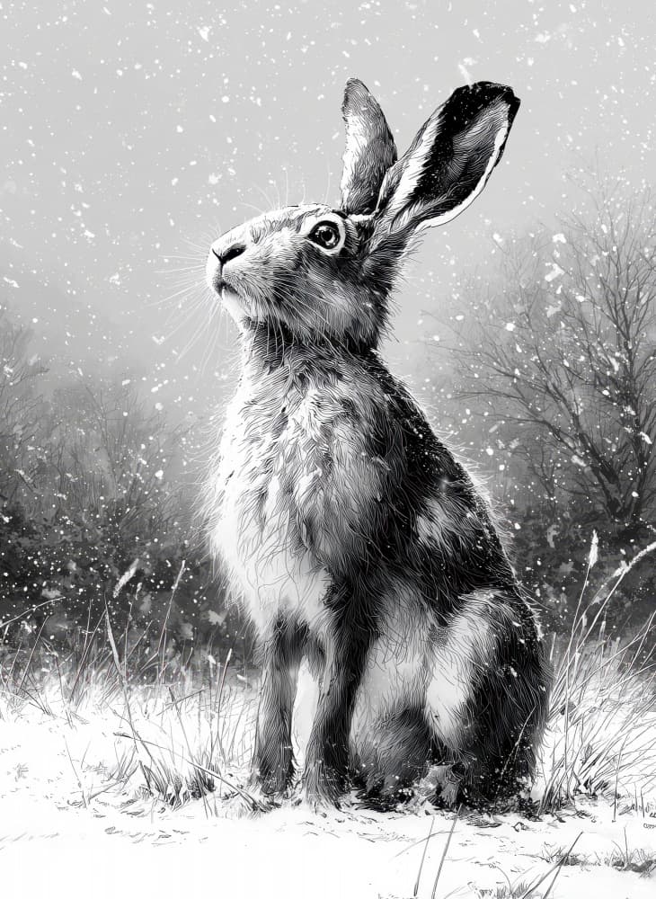Snowy Winter Hare by Justyna Jaszke — canvas wall art