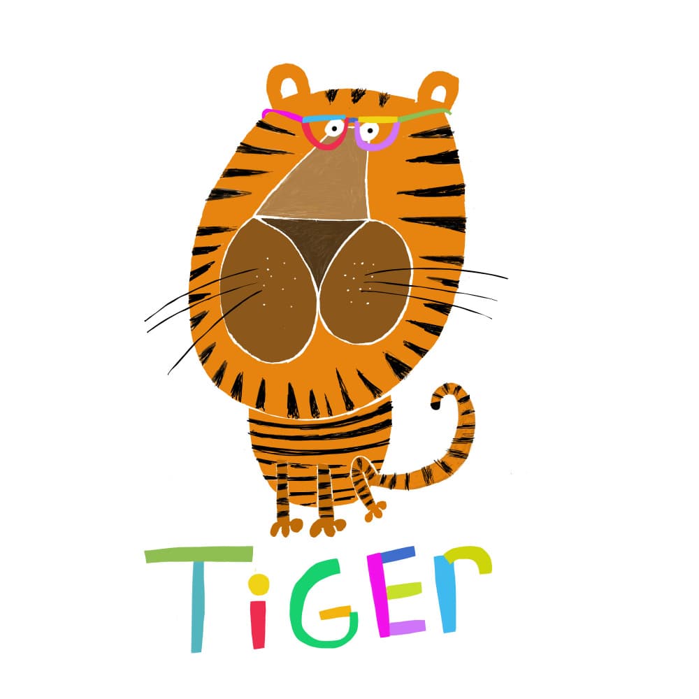 Cute Tiger with Glasses by Carla Daly — canvas wall art