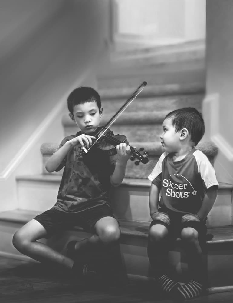 Childhood Violin Lesson by Rae Zhang — canvas wall art