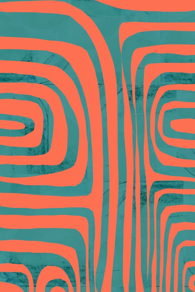 Flowing Coral Teal Lines by cartissi — canvas wall art