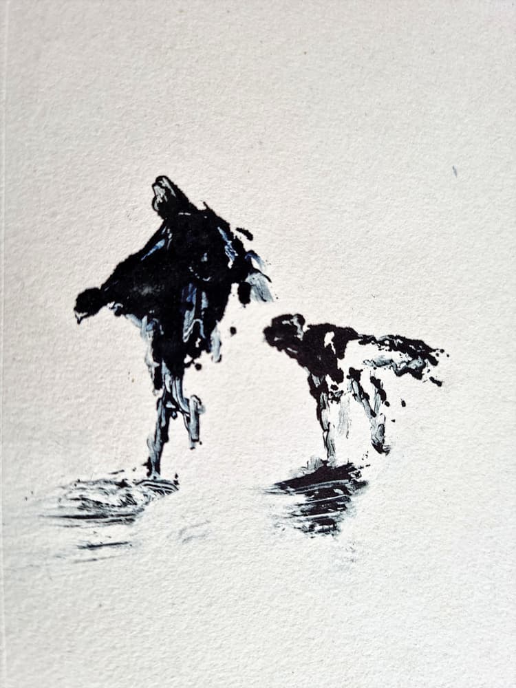 Monochrome Dog Walk by David Antonides — canvas wall art