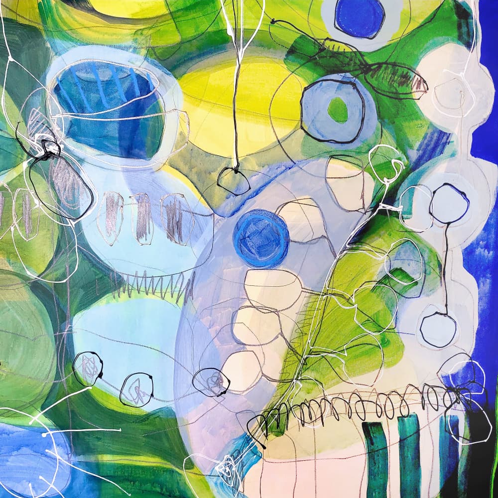 Dynamic Green Blue Abstract by Monika Riethmueller — canvas wall art