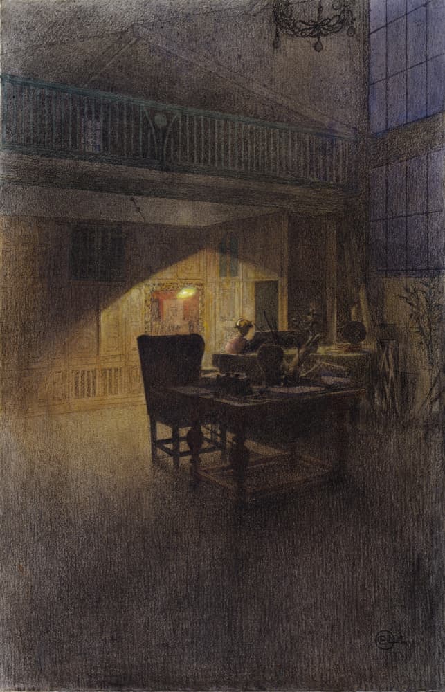 At the Piano by Carl Larsson — canvas wall art
