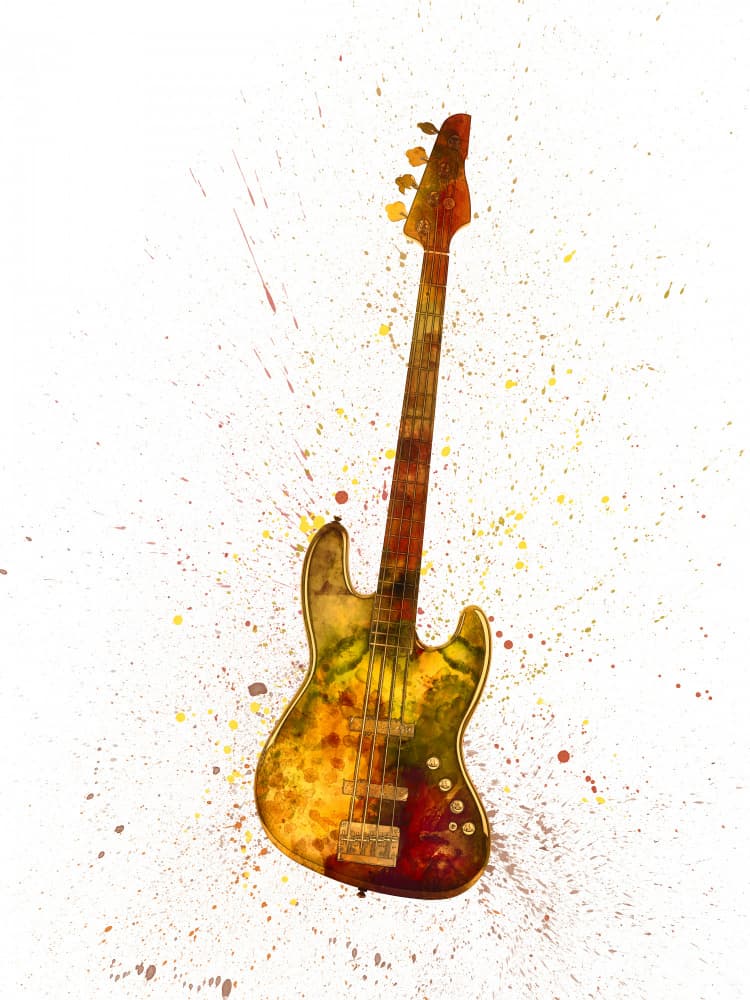 Vibrant Bass Guitar by Michael Tompsett — canvas wall art
