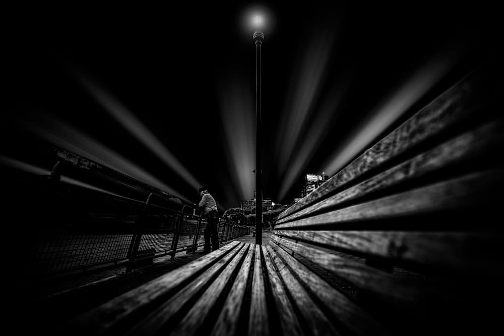 Solitary Night Bench by Jackson Carvalho — canvas wall art