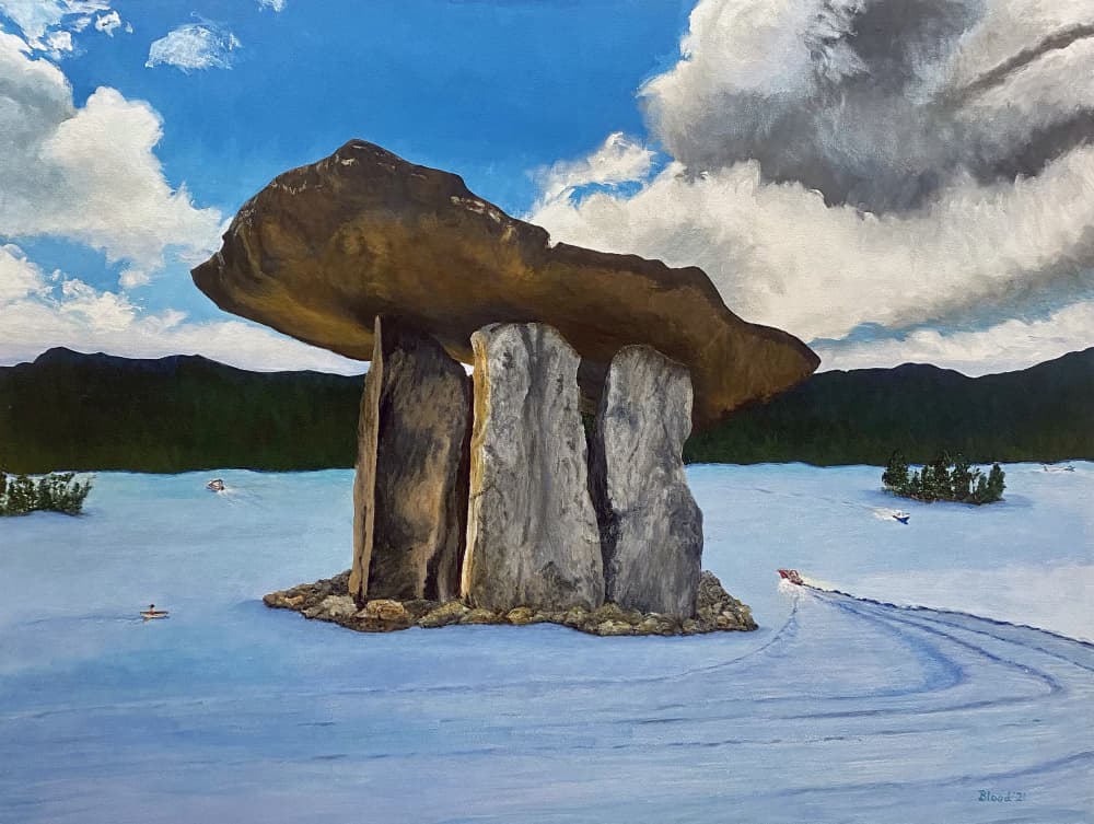 Ancient Dolmen Lake Scene by Tom Blood — canvas wall art