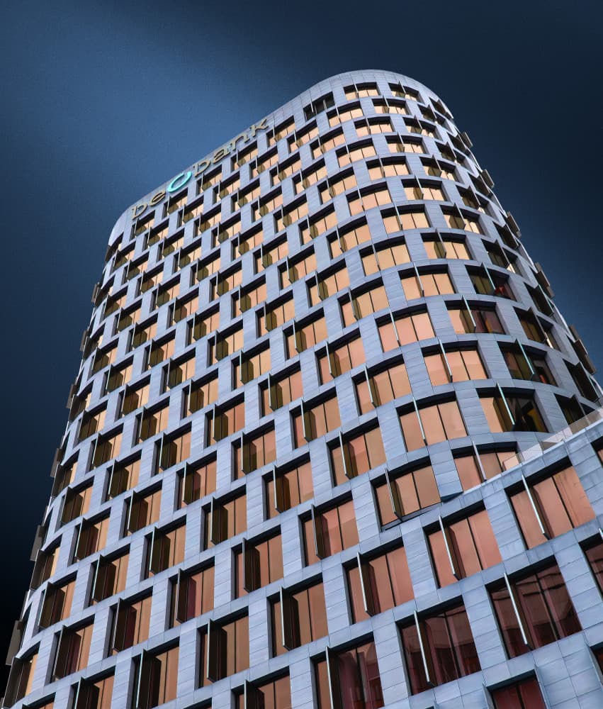 Skyscraper Evening Glow by Jef Van den Houte — canvas wall art