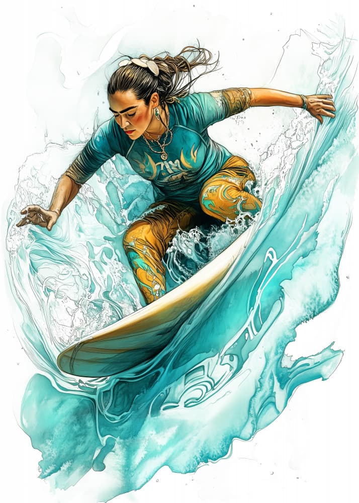 Surfer Riding Ocean Wave by Justyna Jaszke — canvas wall art