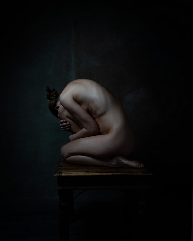 Sorrowful Nude Figure by Christian Kurz — canvas wall art