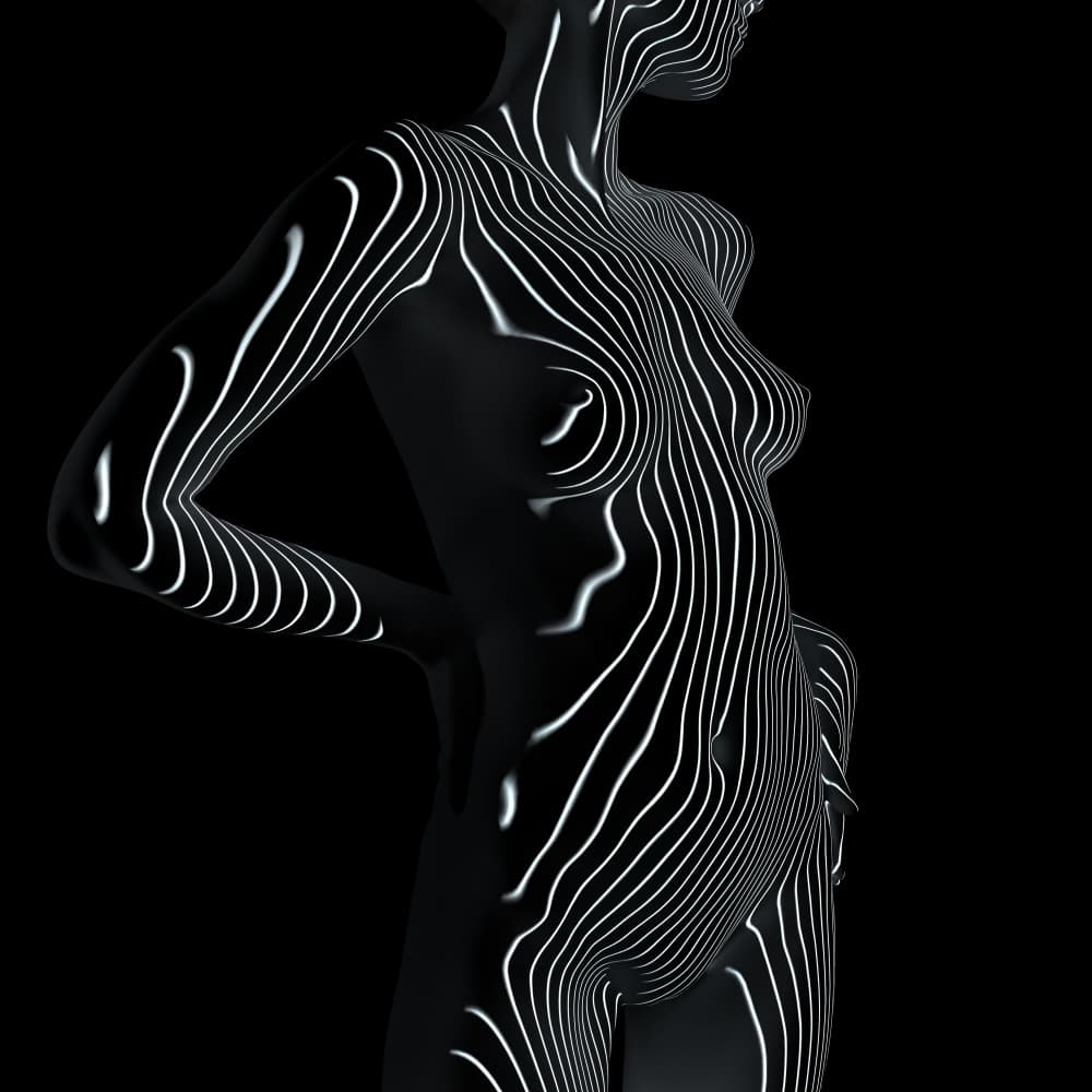 Glowing Line Figure by Mountain Cloud — canvas wall art