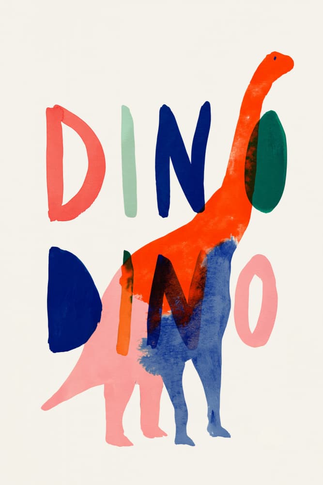 Modern Colorful Dinosaur by Treechild — canvas wall art