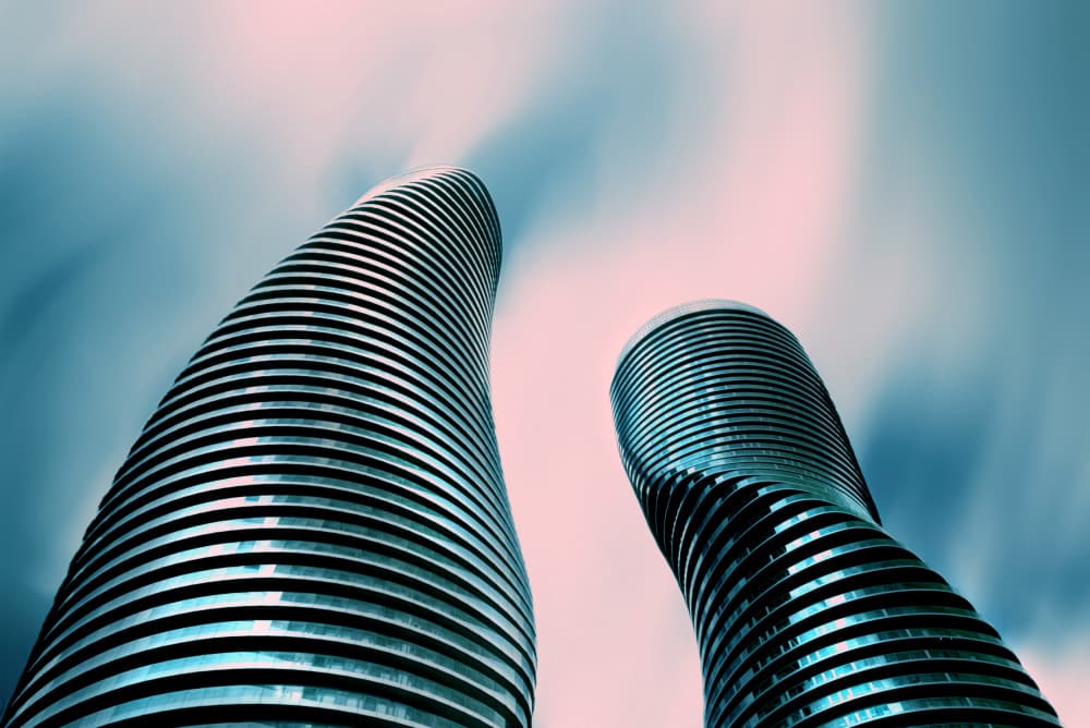 Modern Twisted Skyscrapers by Mike Kreiten — canvas wall art