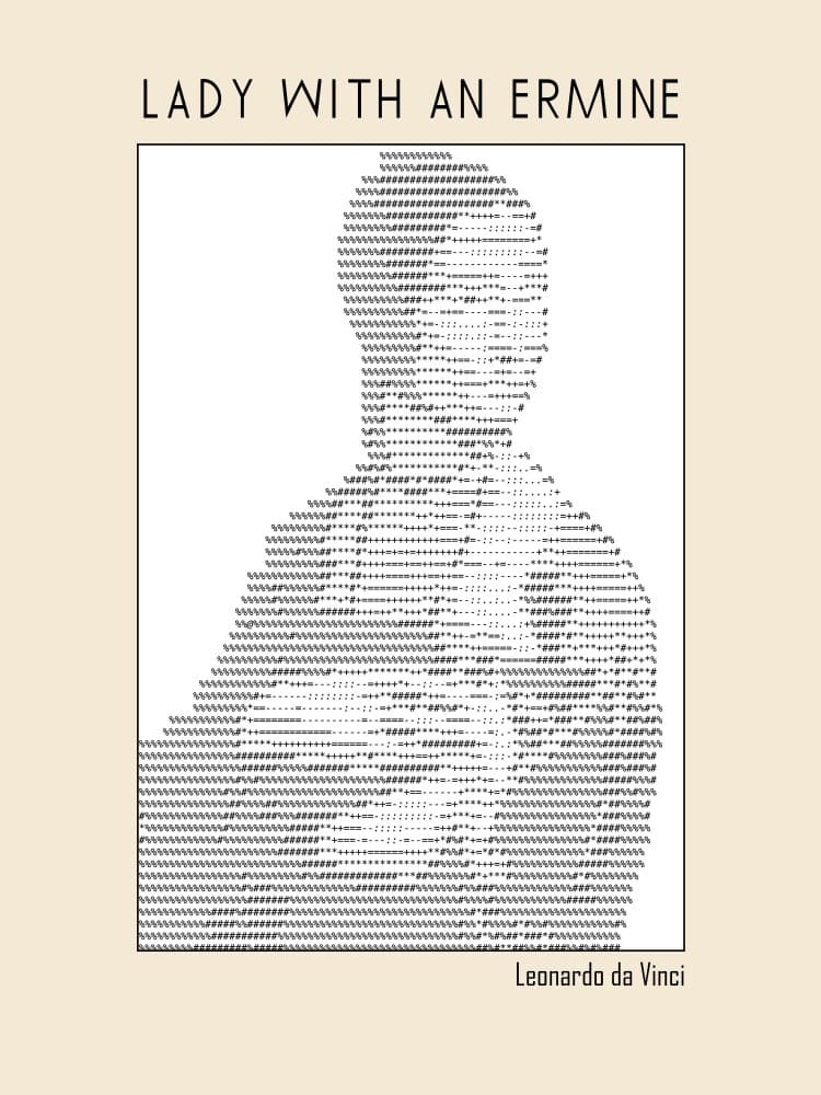 Lady Ermine ASCII Art by Doa Project — canvas wall art