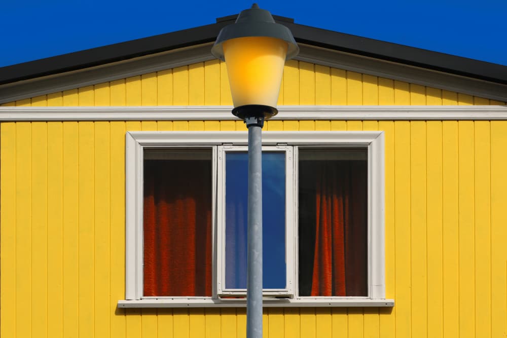 Vibrant Yellow House Lamp by Hans-Wolfgang Hawerkamp — canvas wall art
