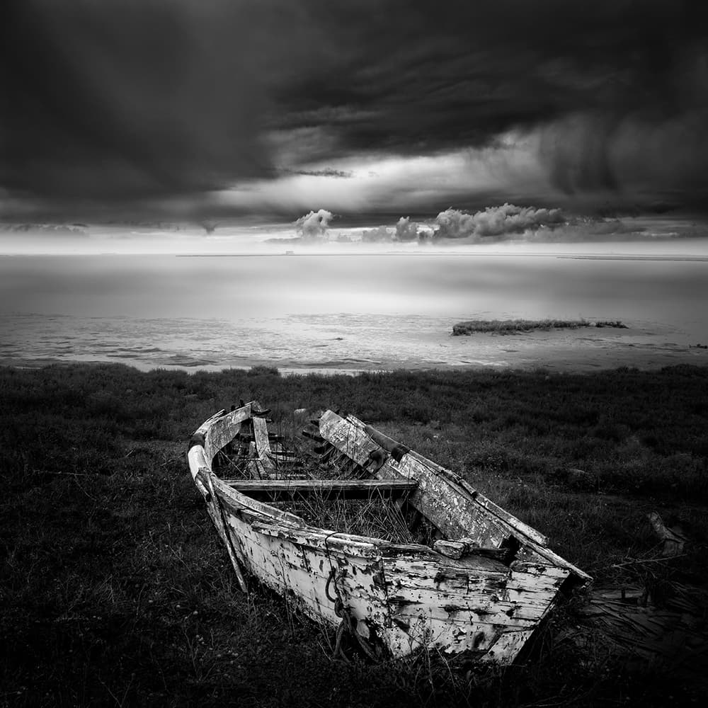 Abandoned Boat Dark Sky by George Digalakis — canvas wall art