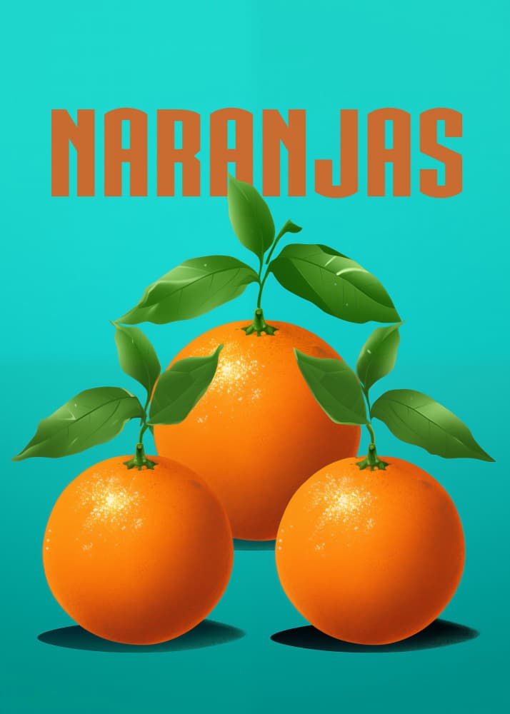 Fresh Naranjas with Leaves by Andreas Magnusson — canvas wall art