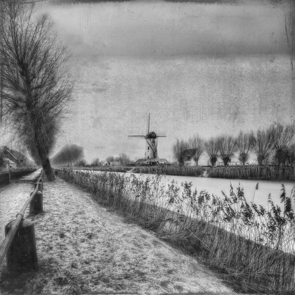 Rustic Winter Windmill by Yvette Depaepe — canvas wall art