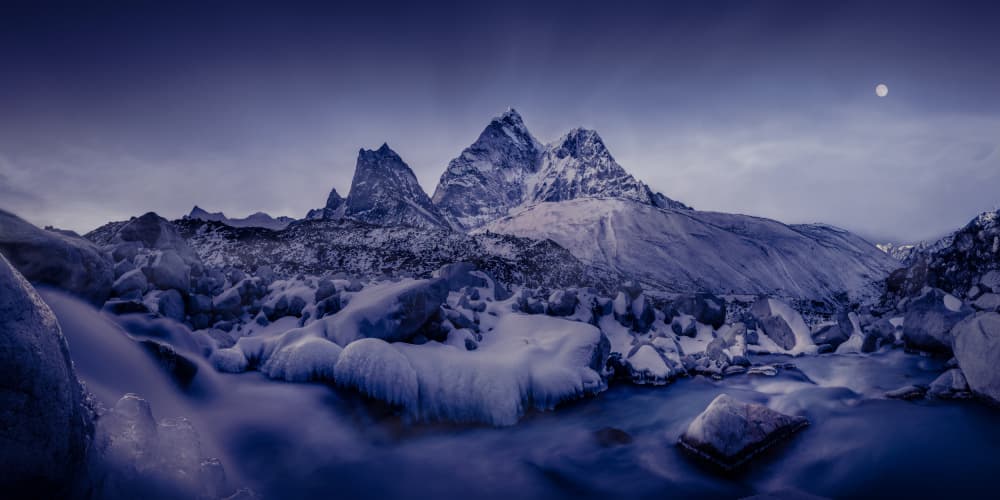 Moonlit Winter Mountains by qiye — canvas wall art