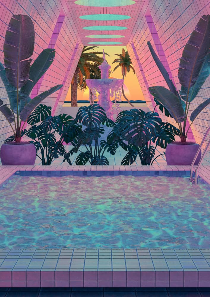Vaporwave Pool Retreat by CosmoZach — canvas wall art