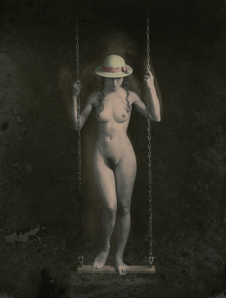 Dreamlike Nude on Swing by Fuyuki Hattori — canvas wall art
