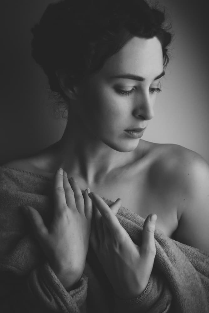 Pensive Woman Hands by JAE — canvas wall art