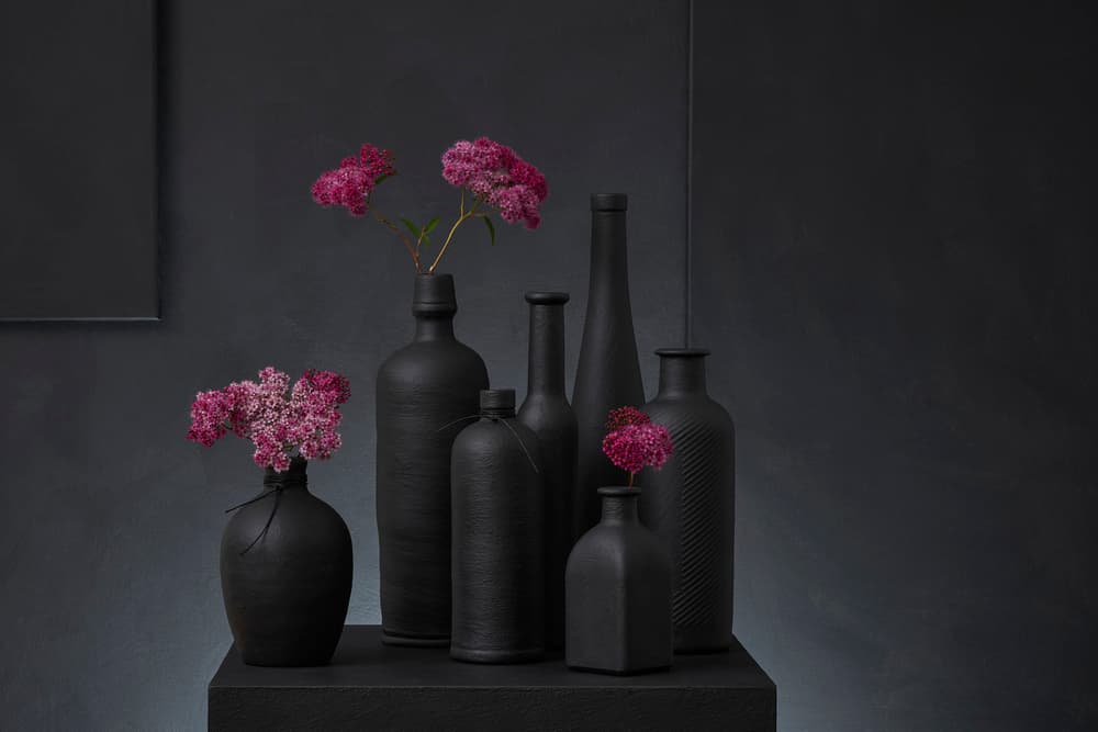 Dark Vases Pink Flowers by Christophe Verot — canvas wall art