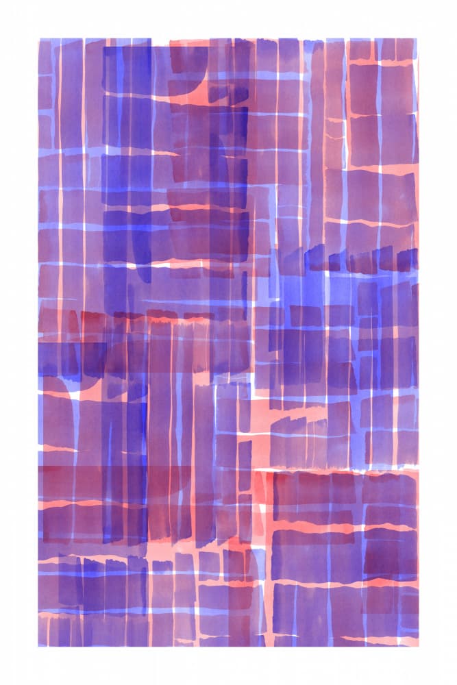 Purple Pink Grid Layers by cartissi — canvas wall art