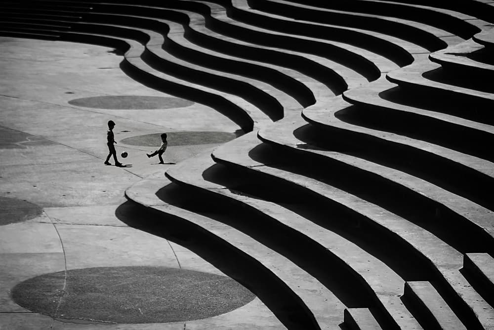 Children Playing Shadows by Emine Basa — canvas wall art