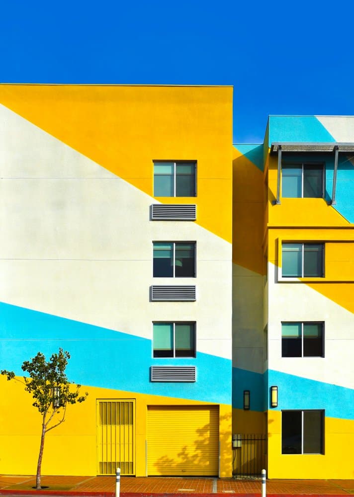 Vibrant Geometric Building by Arnon Orbach — canvas wall art