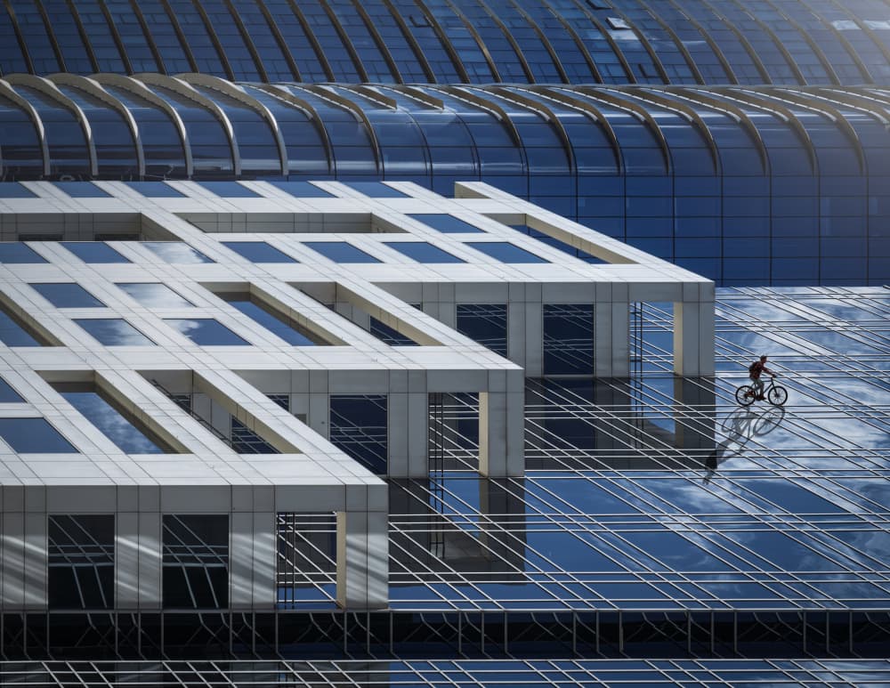 Urban Cyclist Reflections by David Chiodo — canvas wall art