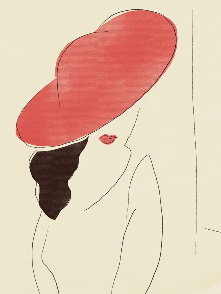 Elegant Red Hat Lady by Little Dean — canvas wall art