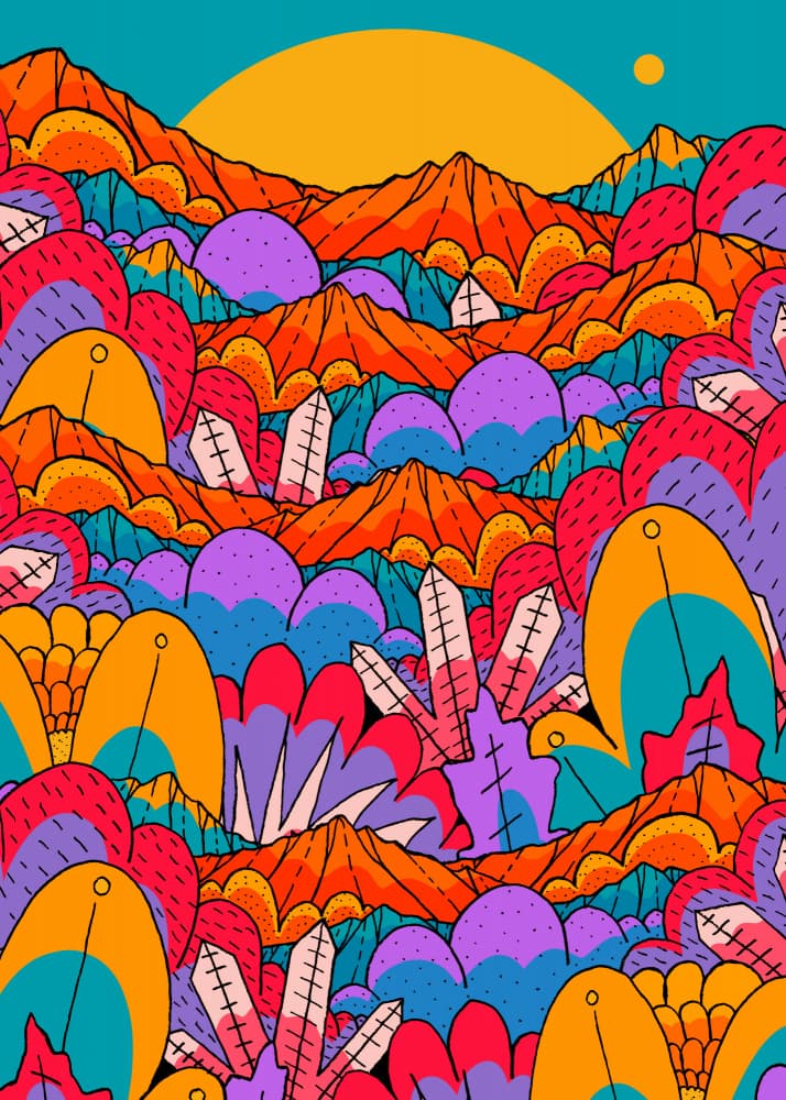Colorful Crystal Mountainscape by Stephen Wade — canvas wall art