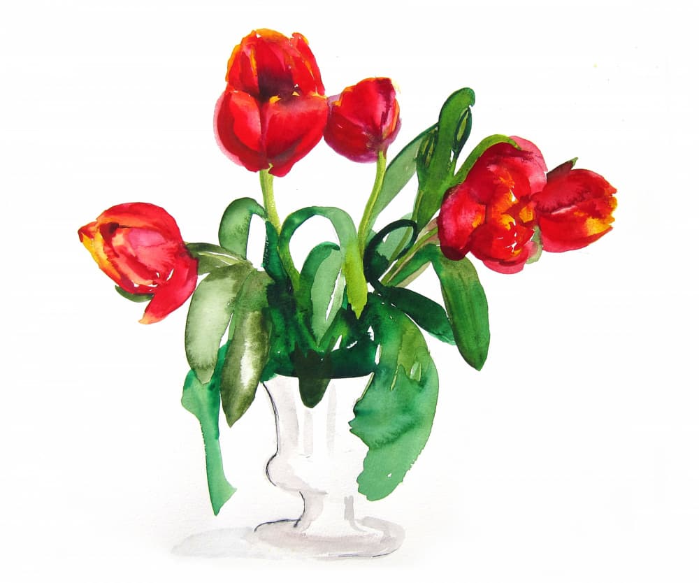 Vibrant Red Tulips by Christine Lindstrom — canvas wall art