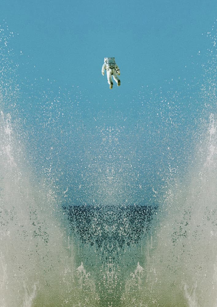 Floating Astronaut Splash by Fran Rodríguez — canvas wall art