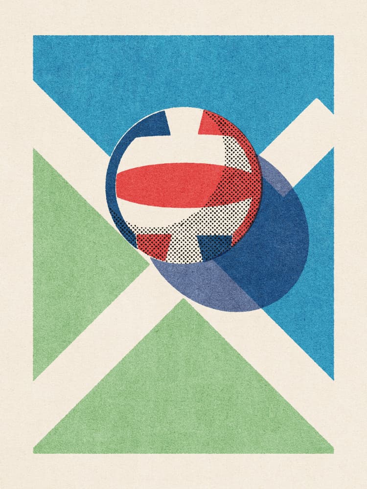 Geometric Volleyball Play by Daniel Coulmann — canvas wall art