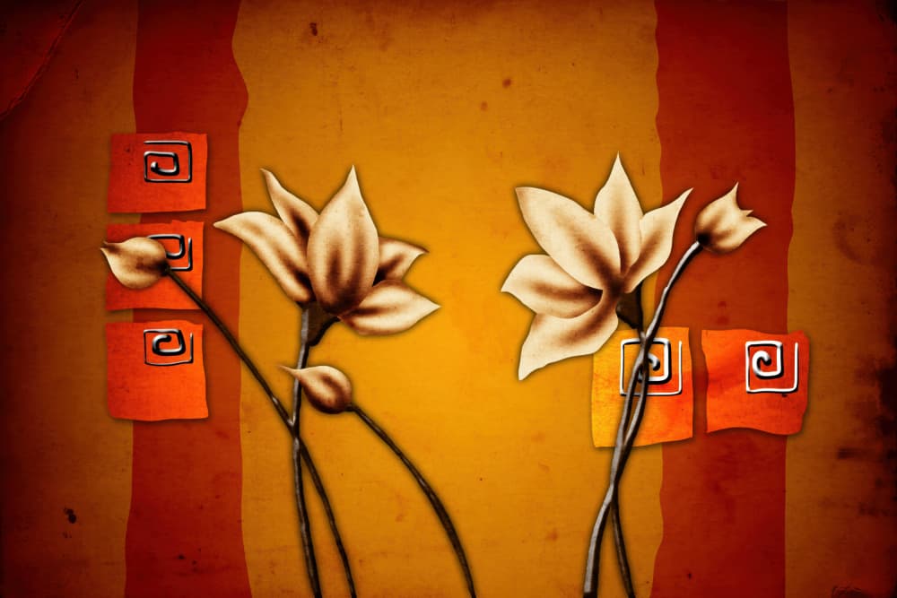 Warm Abstract Flowers by Rafal Kulik — canvas wall art