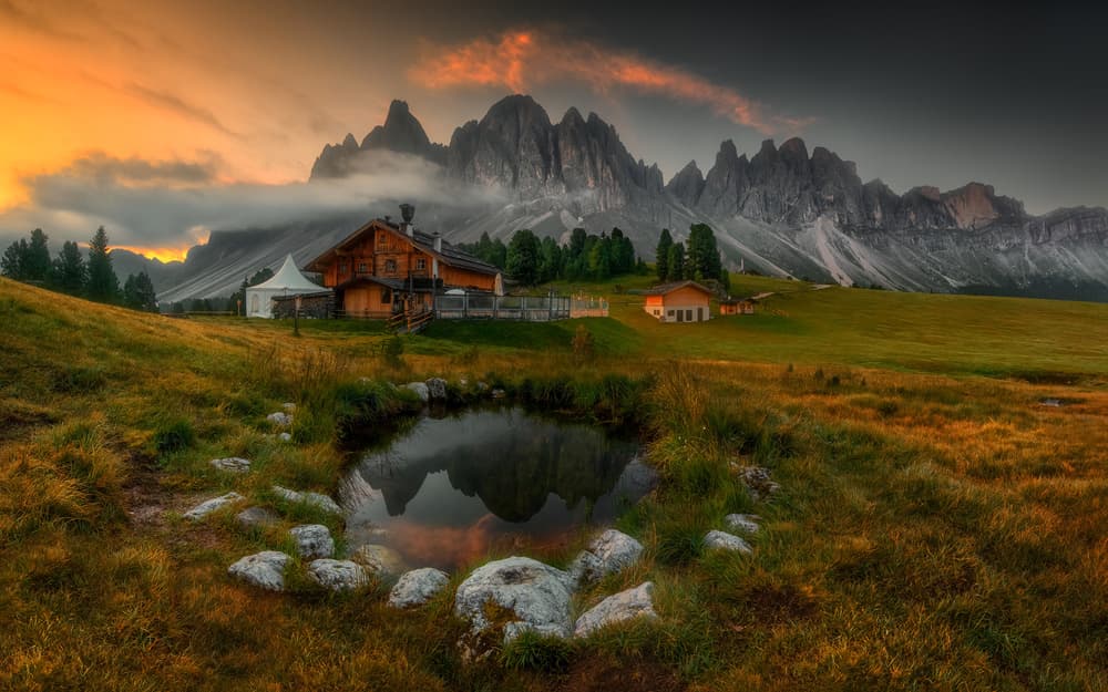 Dolomites Sunset Reflection by Tomasz Rojek — canvas wall art
