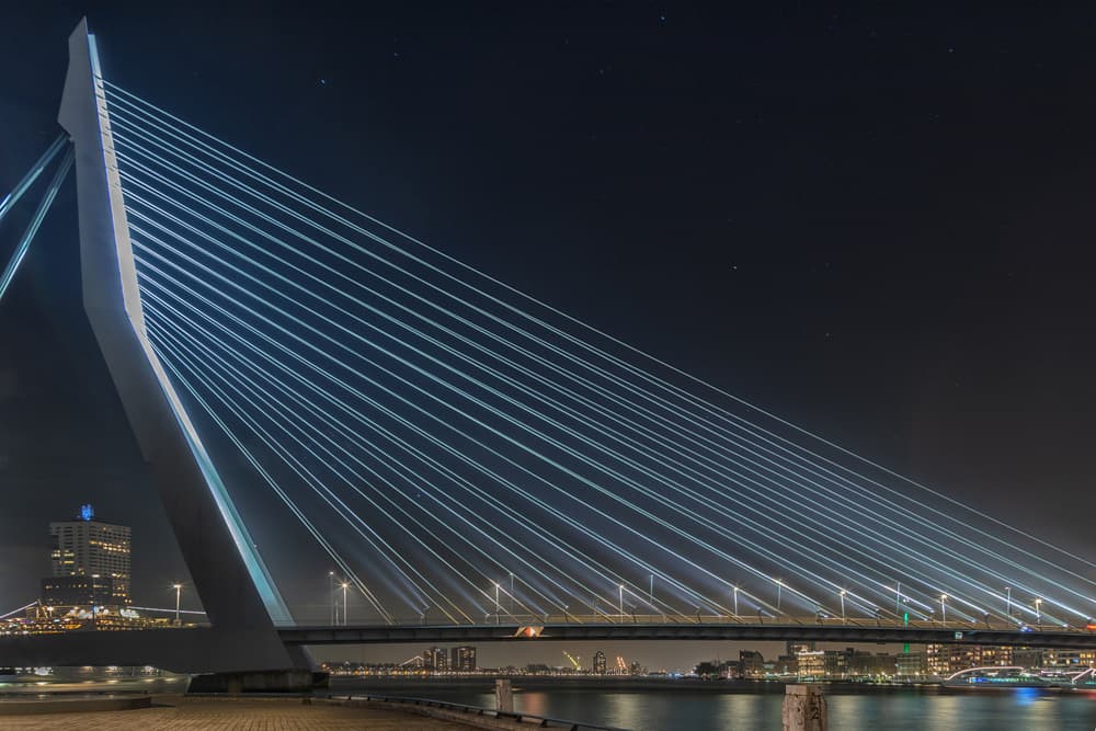 Modern Bridge Night Glow by Theo Luycx — canvas wall art