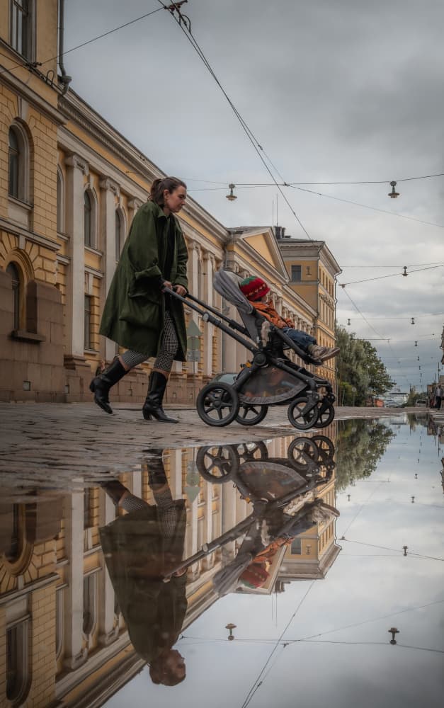 Rainy City Stroll Reflection by Alan Kwang — canvas wall art