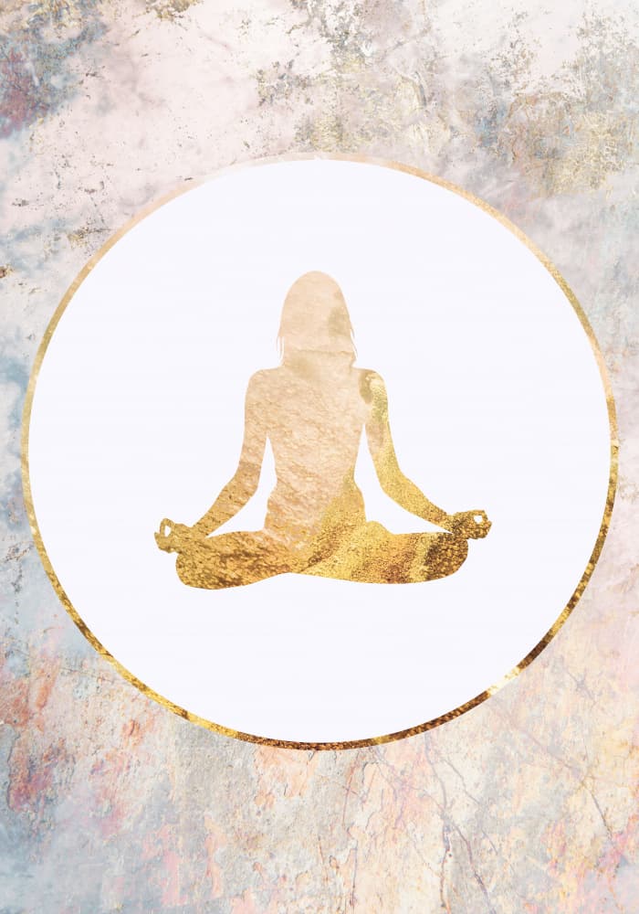 Golden Meditation Silhouette by Sarah Manovski — canvas wall art