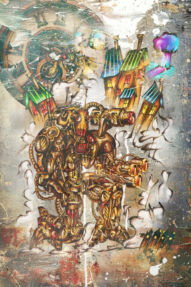Giant Steampunk Mech by Rafal Kulik — canvas wall art