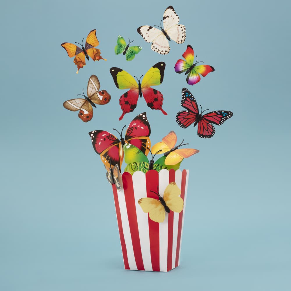Colorful Popcorn Butterflies by Julia Ramiro — canvas wall art