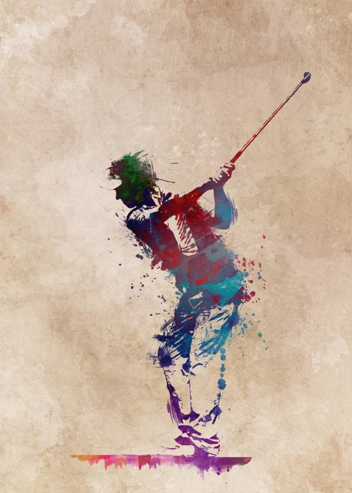 Vibrant Golf Swing by Justyna Jaszke — canvas wall art