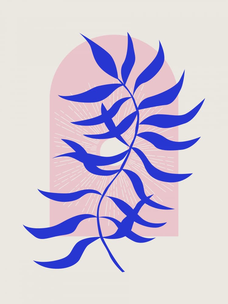 Blue Plant Sun Rays by Little Dean — canvas wall art