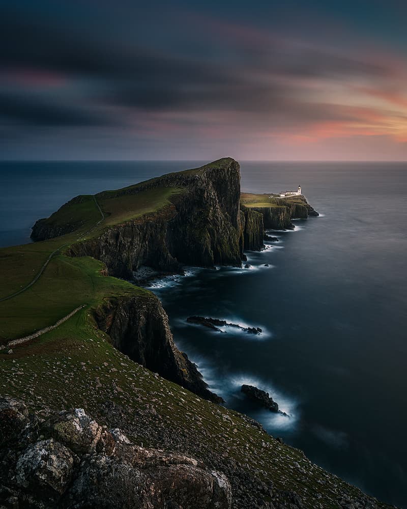 Twilight Lighthouse Cliffs by Frans van der Boom — canvas wall art
