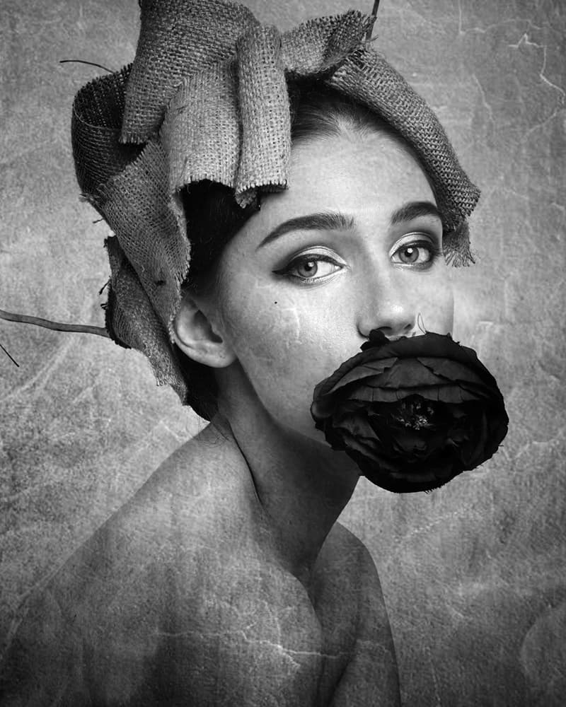 Mysterious Woman Black Rose by Anthony Skip — canvas wall art