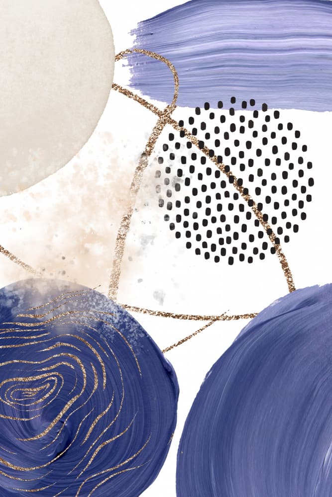 Elegant Indigo Gold Abstract by Sally Ann Moss — canvas wall art
