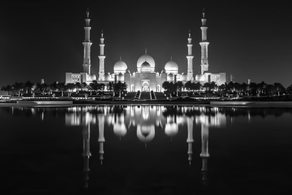 Grand Mosque Night Reflection by Mrinal Nath — canvas wall art