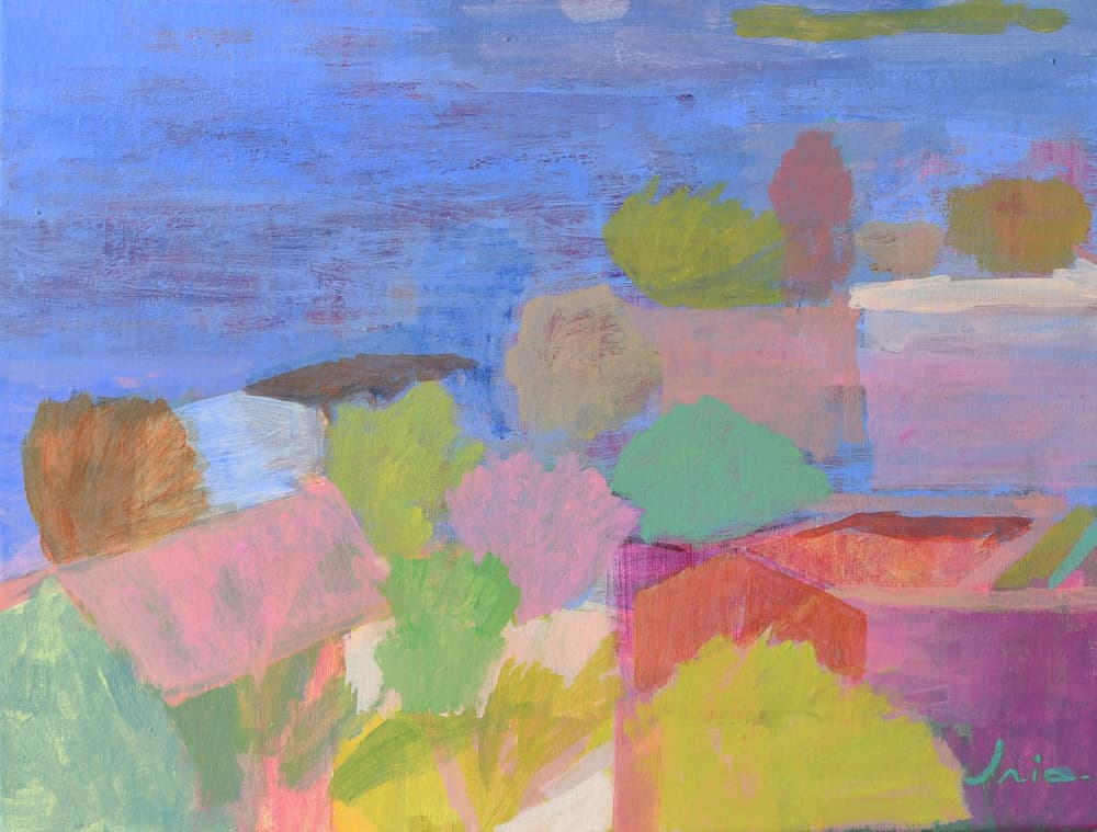 Pastel Abstract Town by Iria Fernandez — canvas wall art