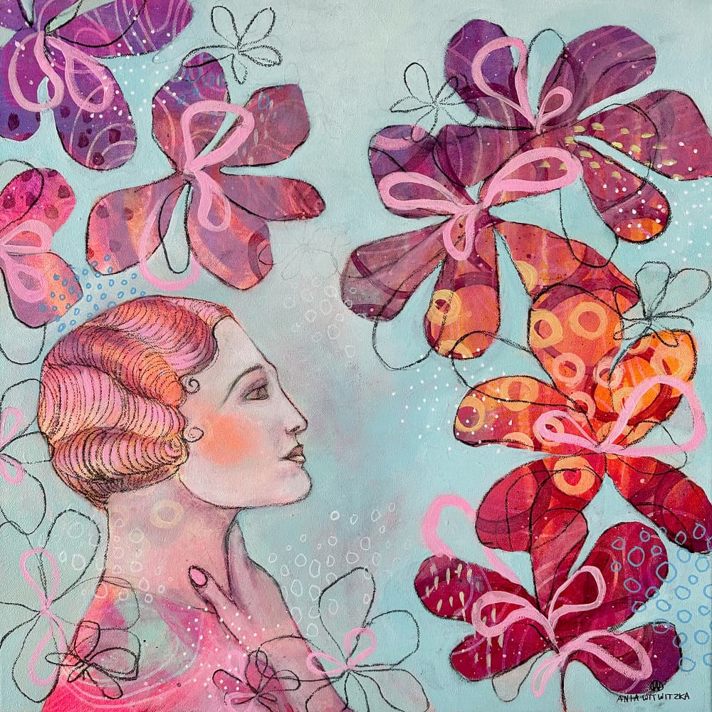 Vintage Woman Floral Dream by Ania Witwitzka — canvas wall art